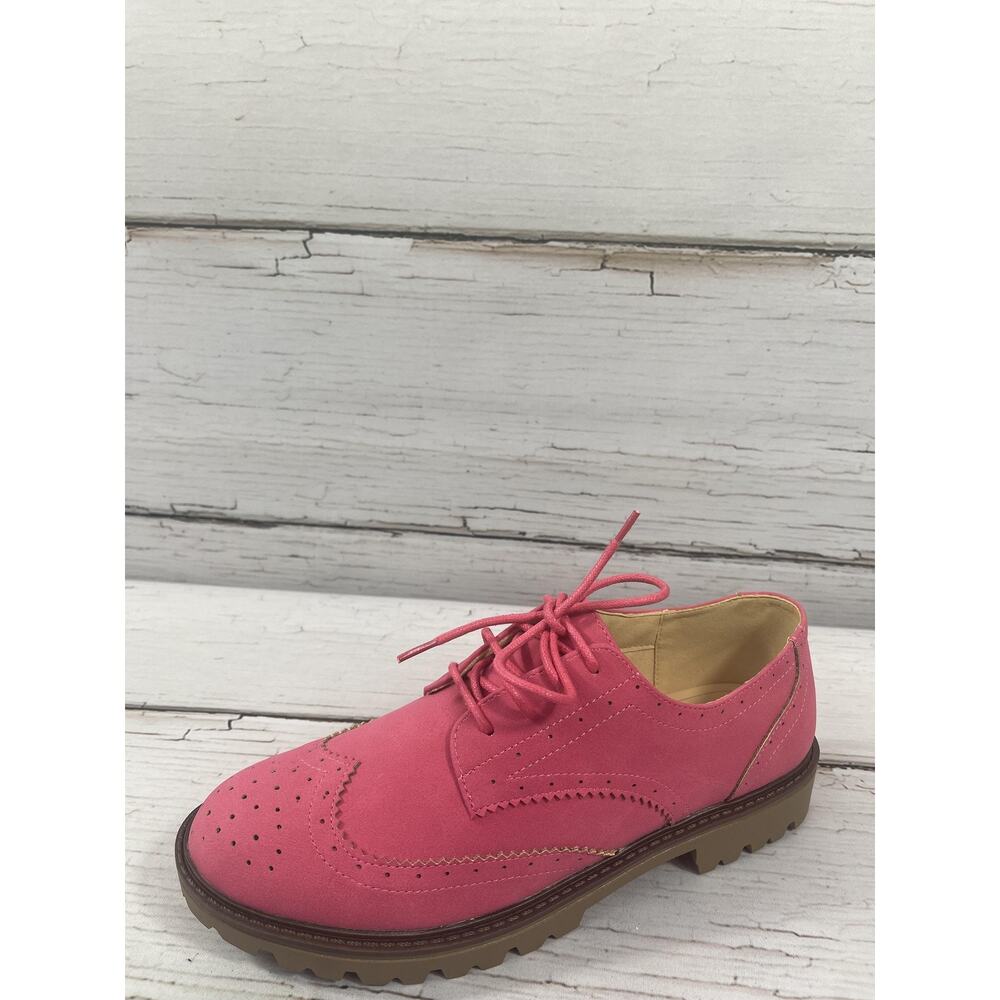 Journee Collection Claudiya Shoes Womens Size 9 Pink Faux Suede Oxford Flats - Picture 4 of 14